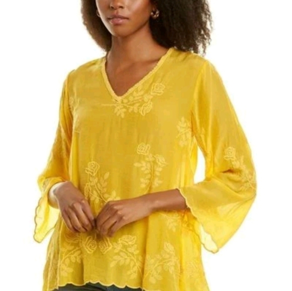NWT Johnny Was Mandi Tunic Top Yellow Blouse sz M - Picture 1 of 10
